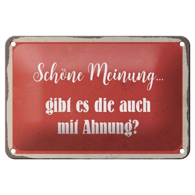 Blechschild Spruch 18x12cm schöne Meinung gibt mit Ahnung Dekoration