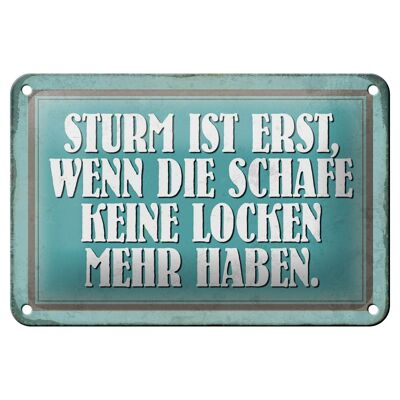 Blechschild Spruch 18x12cm Sturm wenn Schafe keine Locken Dekoration