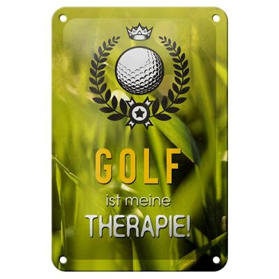 Panneau en étain disant « Golf is my thérapie », 12x18cm, décoration cadeau