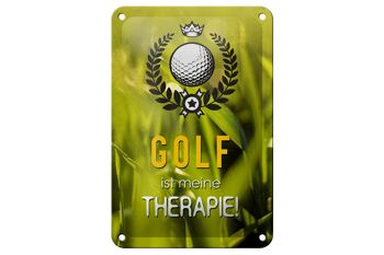 Panneau en étain disant « Golf is my thérapie », 12x18cm, décoration cadeau 1