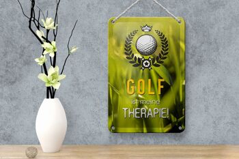Panneau en étain disant « Golf is my thérapie », 12x18cm, décoration cadeau 4
