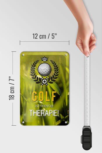 Panneau en étain disant « Golf is my thérapie », 12x18cm, décoration cadeau 5