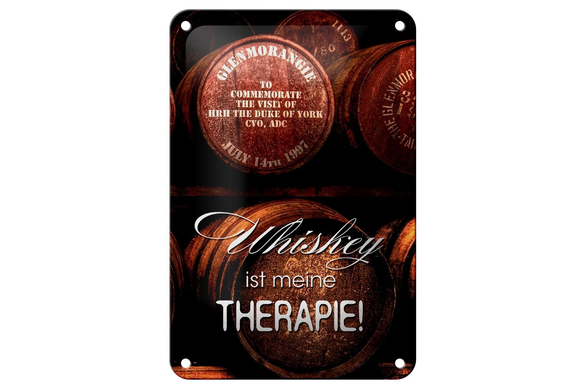Targa in metallo con scritta 12x18 cm Whisky è la mia decorazione terapeutica