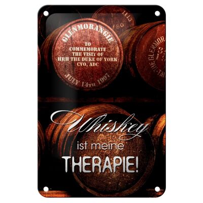 Metal sign saying 12x18cm Whiskey is my therapy decoration