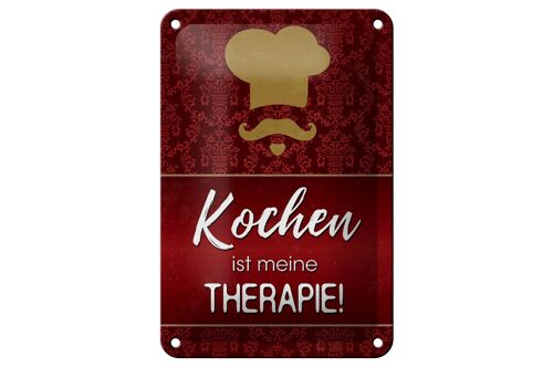 Blechschild Spruch 12x18cm Kochen ist meine Therapie Dekoration