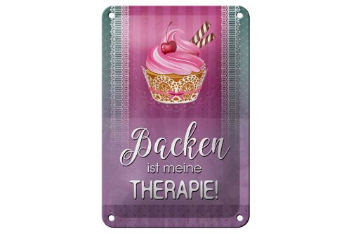 Blechschild Spruch 12x18cm Backen ist meine Therapie Dekoration