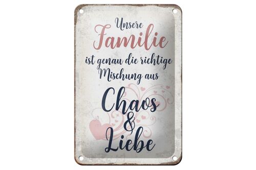 Blechschild Spruch 12x18cm unsere Familie Geschenk Dekoration