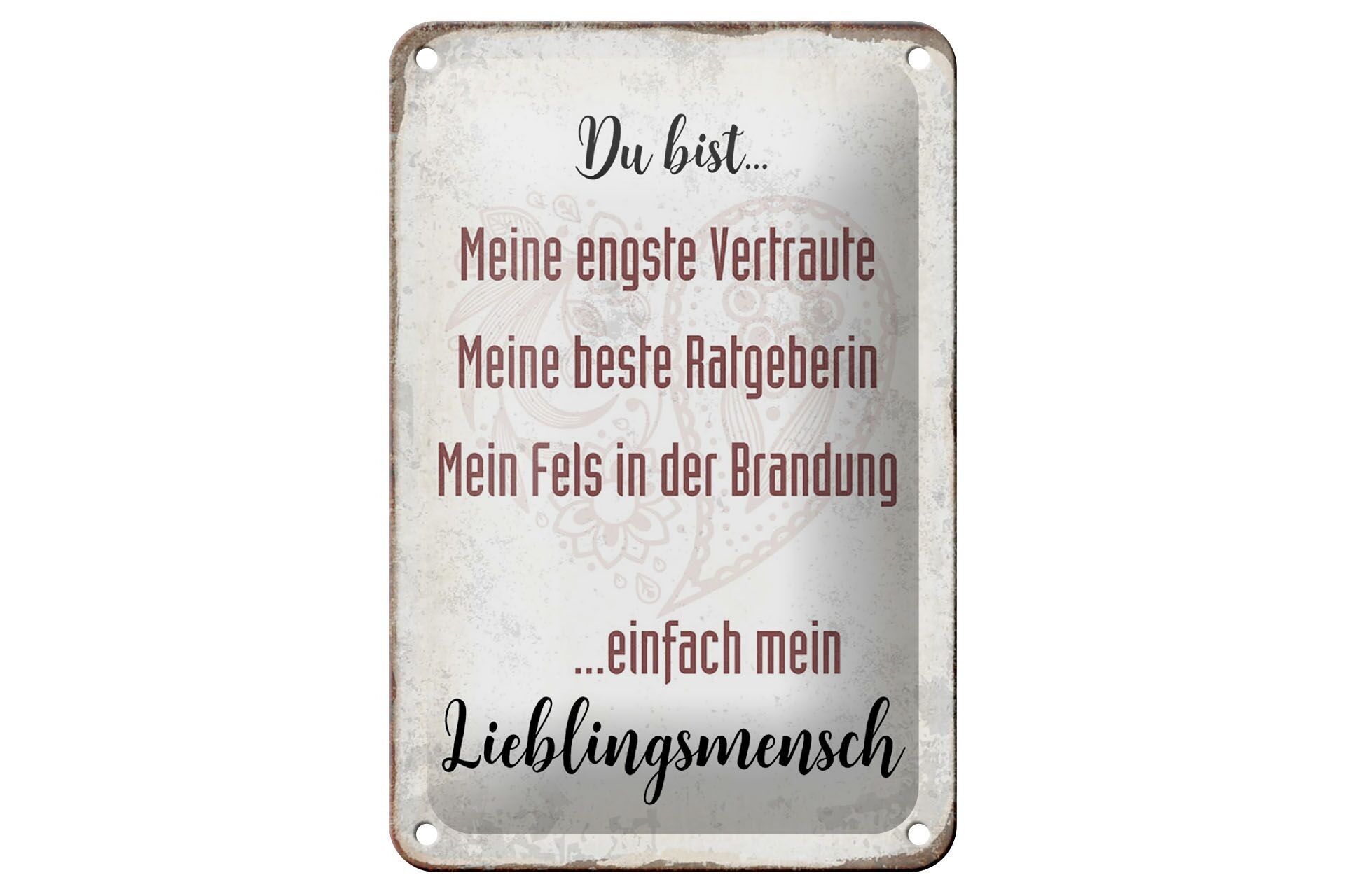 Targa in metallo con scritta "Sei semplicemente la persona preferita" 12x18 cm