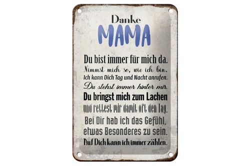 Blechschild Spruch 12x18cm Danke Mama du bist für mich da Dekoration