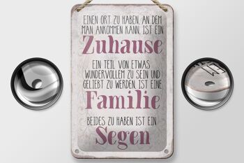 Panneau en étain 12x18cm indiquant que la famille est une décoration de bénédiction 2