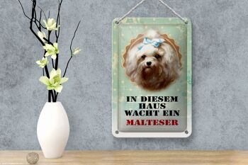 Plaque en tôle chien 12x18cm dans cette maison gardes décoration maltaise 4