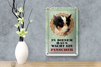 Plaque en tôle chien 12x18cm Pinscher, décoration gardes dans cette maison 4