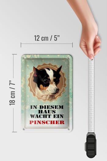 Plaque en tôle chien 12x18cm Pinscher, décoration gardes dans cette maison 5