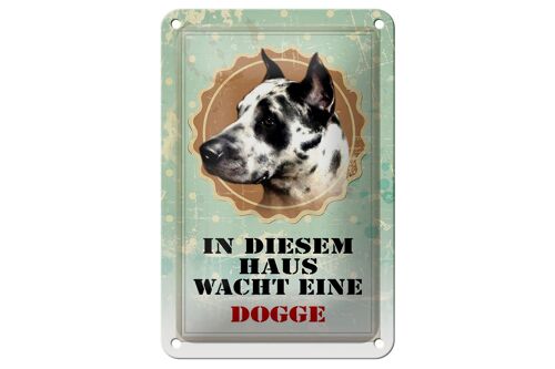 Blechschild Hund 12x18cm in diesem Haus wacht eine Dogge Dekoration