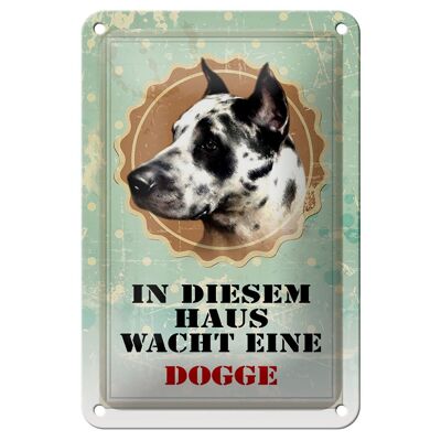 Plaque en tôle chien 12x18cm dans cette maison il y a un dogue allemand décoration