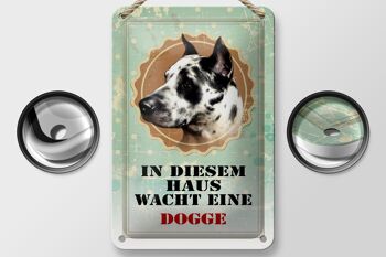 Plaque en tôle chien 12x18cm dans cette maison il y a un dogue allemand décoration 2