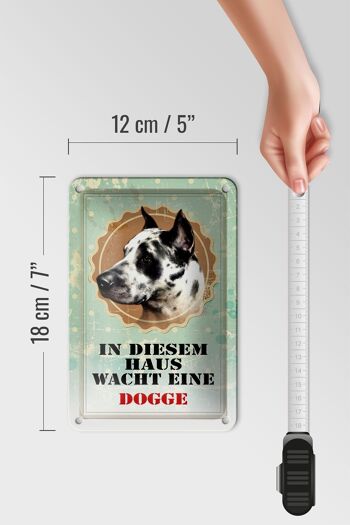 Plaque en tôle chien 12x18cm dans cette maison il y a un dogue allemand décoration 5
