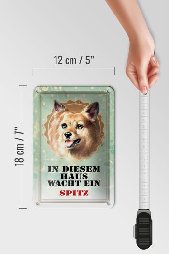Plaque en tôle chien 12x18cm dans cette maison il y a une décoration Spitz 5
