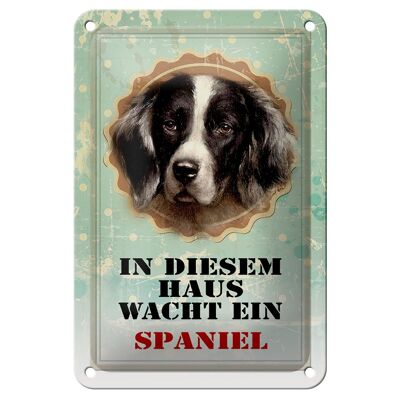 Blechschild Hund 12x18cm in diesem Haus wacht ein Spaniel Dekoration