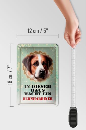 Plaque en tôle chien 12x18cm dans cette maison gardes décoration Saint Bernard 5