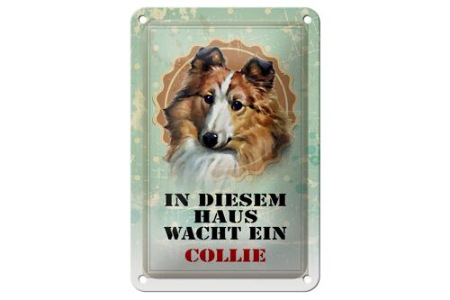 Blechschild Hund 12x18cm in diesem Haus wacht ein Collie Dekoration