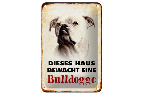 Blechschild Hund 12x18cm dieses Haus bewacht eine Bulldogge Dekoration