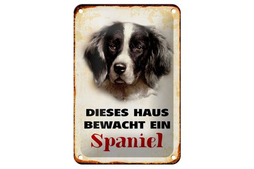 Blechschild Hund 12x18cm dieses Haus bewacht ein Spaniel Dekoration