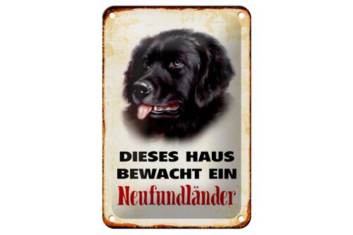 Blechschild Hund 12x18cm dieses Haus bewacht Neufundländer Dekoration