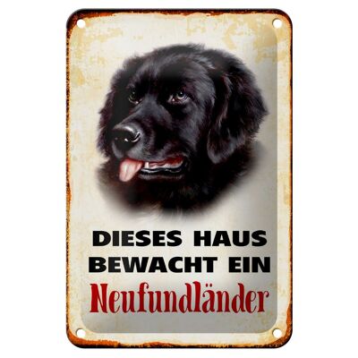 Blechschild Hund 12x18cm dieses Haus bewacht Neufundländer Dekoration