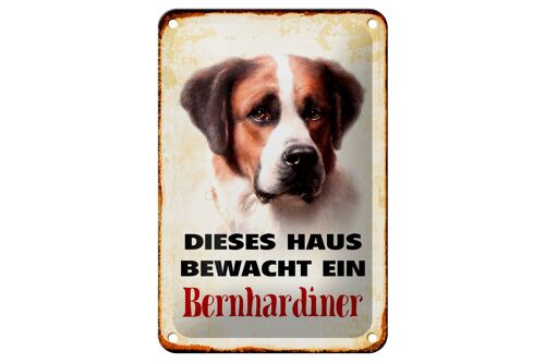 Blechschild Hund 12x18cm dieses Haus bewacht Bernhardiner Dekoration