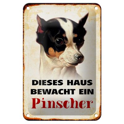 Blechschild Hund 12x18cm dieses Haus bewacht ein Pinscher Dekoration