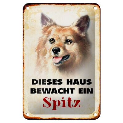 Blechschild Hund 12x18cm dieses Haus bewacht ein Spitz Dekoration