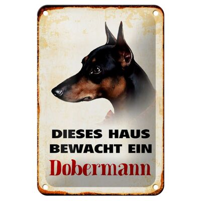 Tin sign dog 12x18cm this house is guarded by a Doberman decoration
