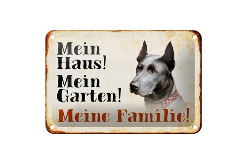 Blechschild Hund 18x12cm Dobermann mein Haus Garten Familie Dekoration