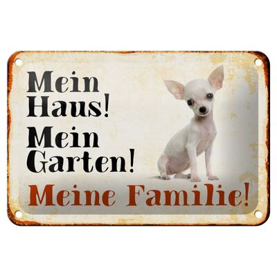Tin sign dog 18x12cm Chihuahua my house garden family decoration