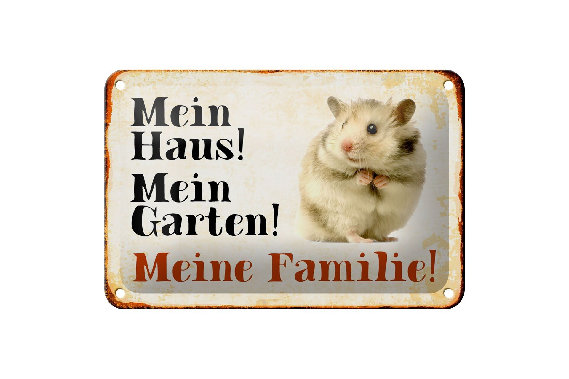 Targa in metallo animali 18x12 cm criceto decorazione della mia casa giardino famiglia