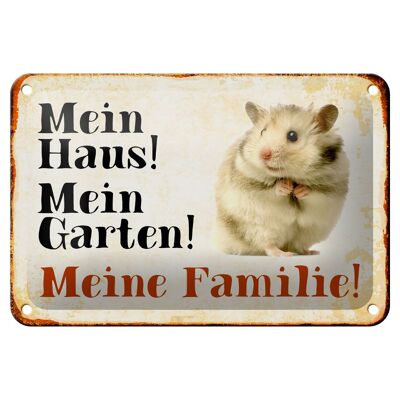 Blechschild Tiere 18x12cm Hamster mein Haus Garten Familie Dekoration