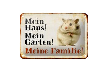 Signe en étain animaux 18x12cm, hamster, ma maison, jardin, décoration familiale 1