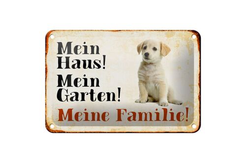 Blechschild Hund 18x12cm Labrador mein Haus Garten Familie Dekoration