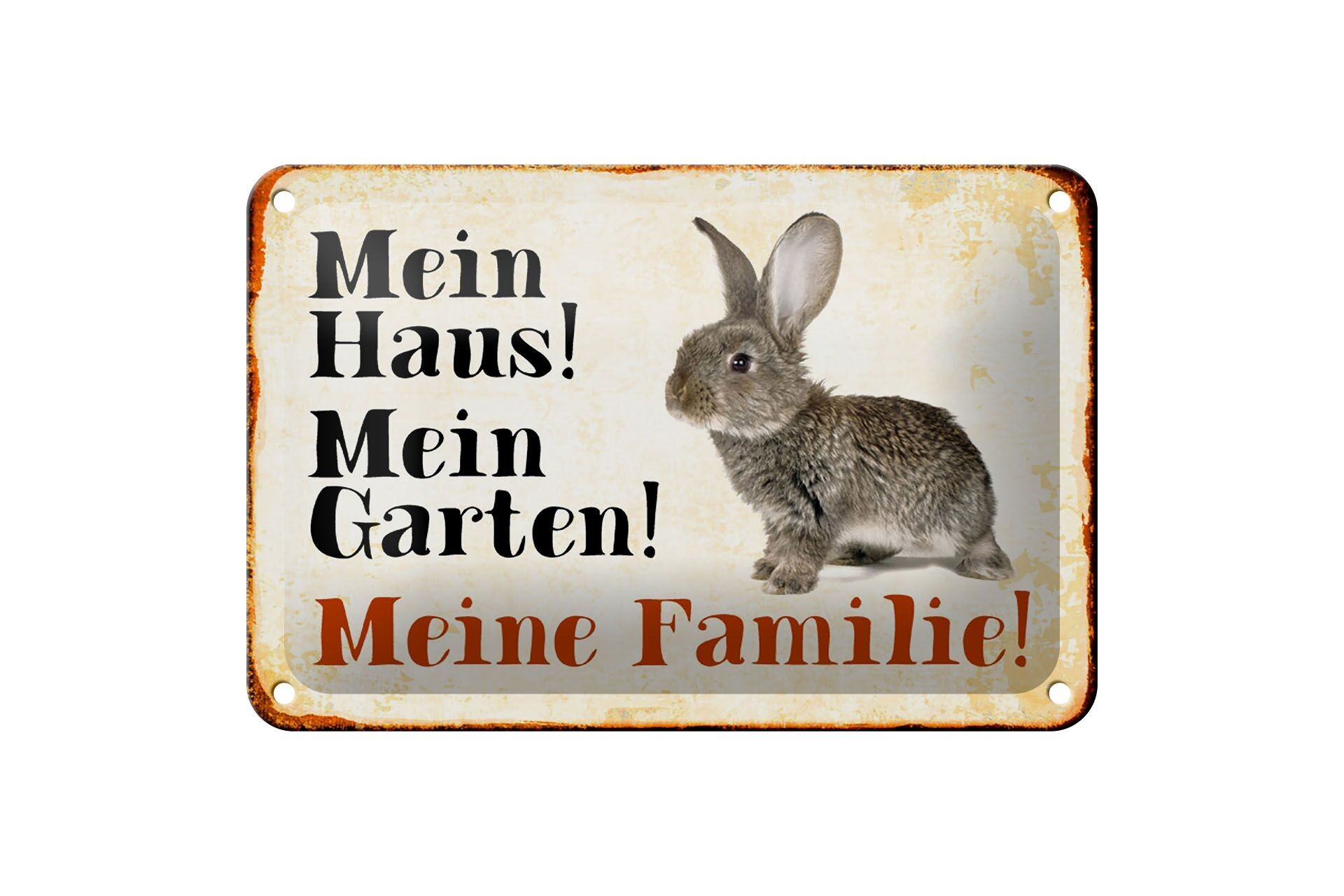 Targa in metallo animali 18x12 cm coniglio decorazione della mia casa giardino famiglia
