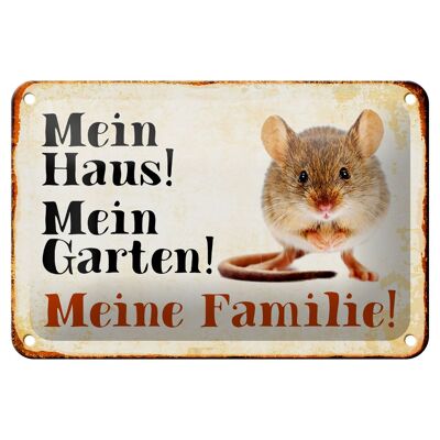 Blechschild Tiere 18x12cm Maus mein Haus Garten Familie Dekoration