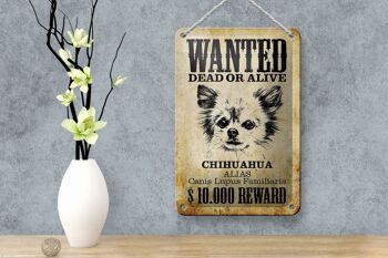 Plaque en étain chien 12x18cm, décoration Chihuahua Alias ​​​​recherché 4