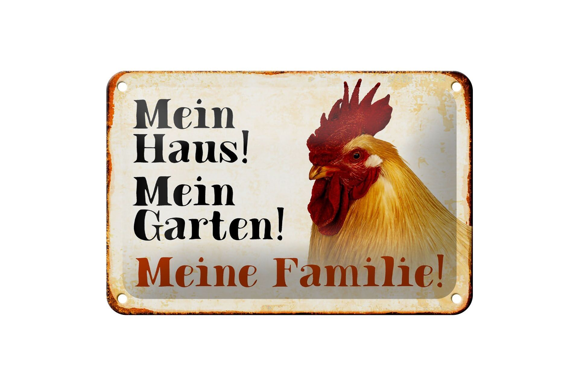 Tin sign animals 18x12cm chicken my house garden family decoration