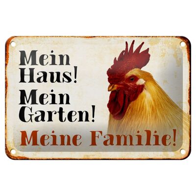 Blechschild Tiere 18x12cm Huhn mein Haus Garten Familie Dekoration