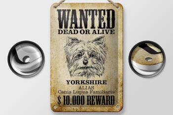 Signe en étain chien 12x18cm, décoration cadeau du Yorkshire recherché mort 2