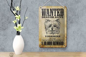 Signe en étain chien 12x18cm, décoration cadeau du Yorkshire recherché mort 4