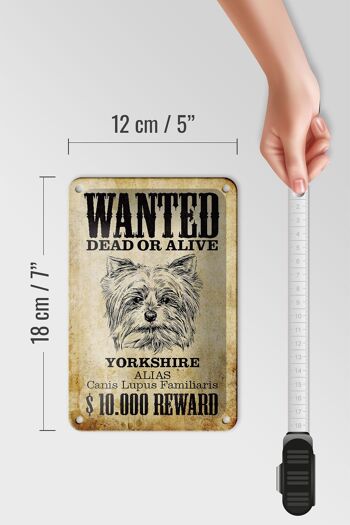 Signe en étain chien 12x18cm, décoration cadeau du Yorkshire recherché mort 5