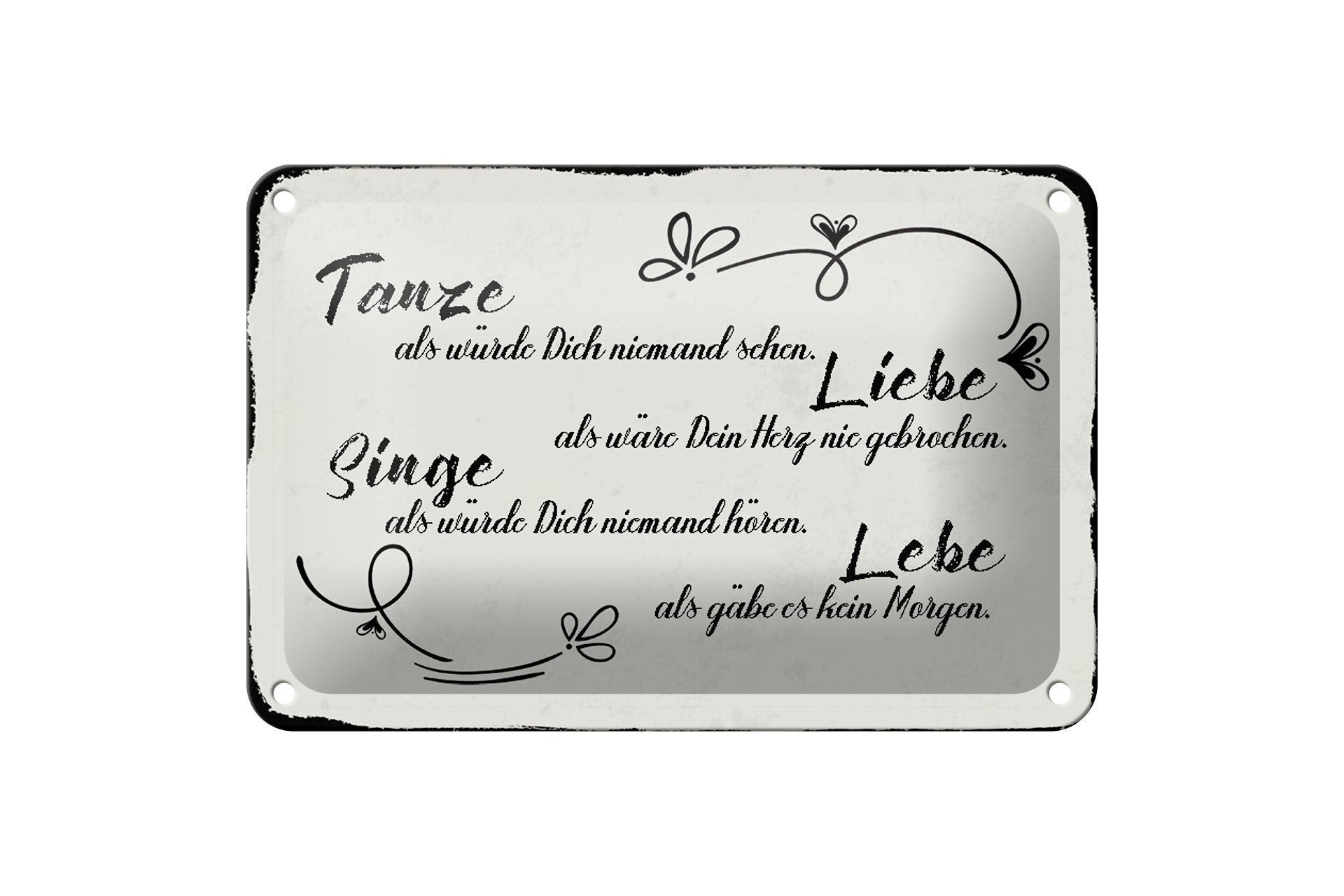 Targa in metallo con scritta 18x12 cm danza amore canta dal vivo come se ci fosse una decorazione