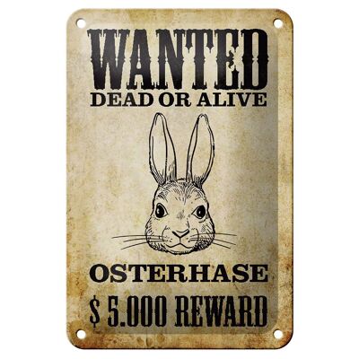 Tin sign animals 12x18cm wanted Easter bunny gift decoration