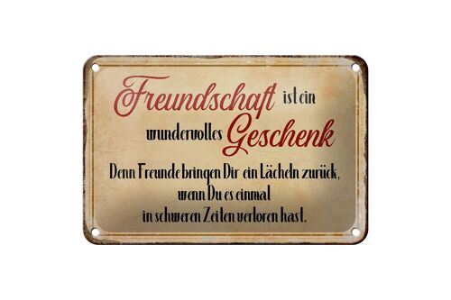 Blechschild Spruch 18x12cm Freundschaft ist ein Geschenk Dekoration